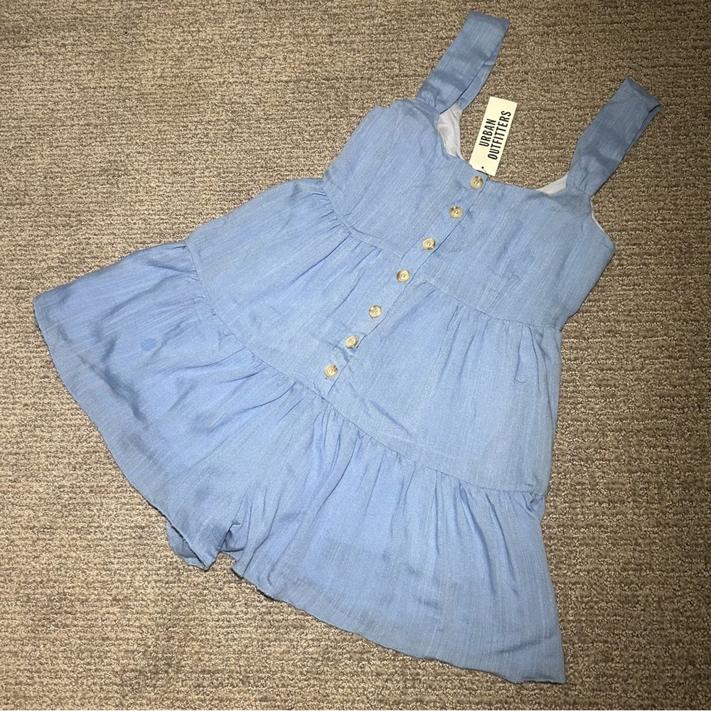 Urban Outfitters Light Blue Flowy Romper with Button Front (Brand New)